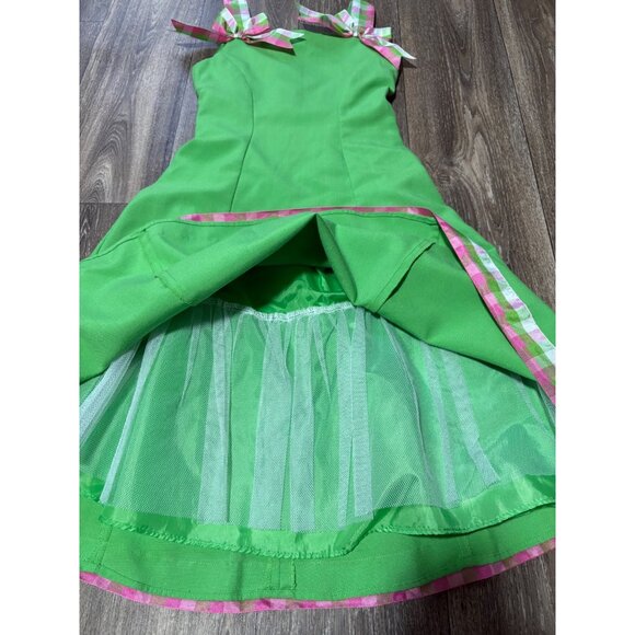 BONNIE JEAN GIRLS SLEEVELESS TULL DRESS SIZE 7 GRENN CHECKED BOWS COLORFUL - Picture 5 of 8